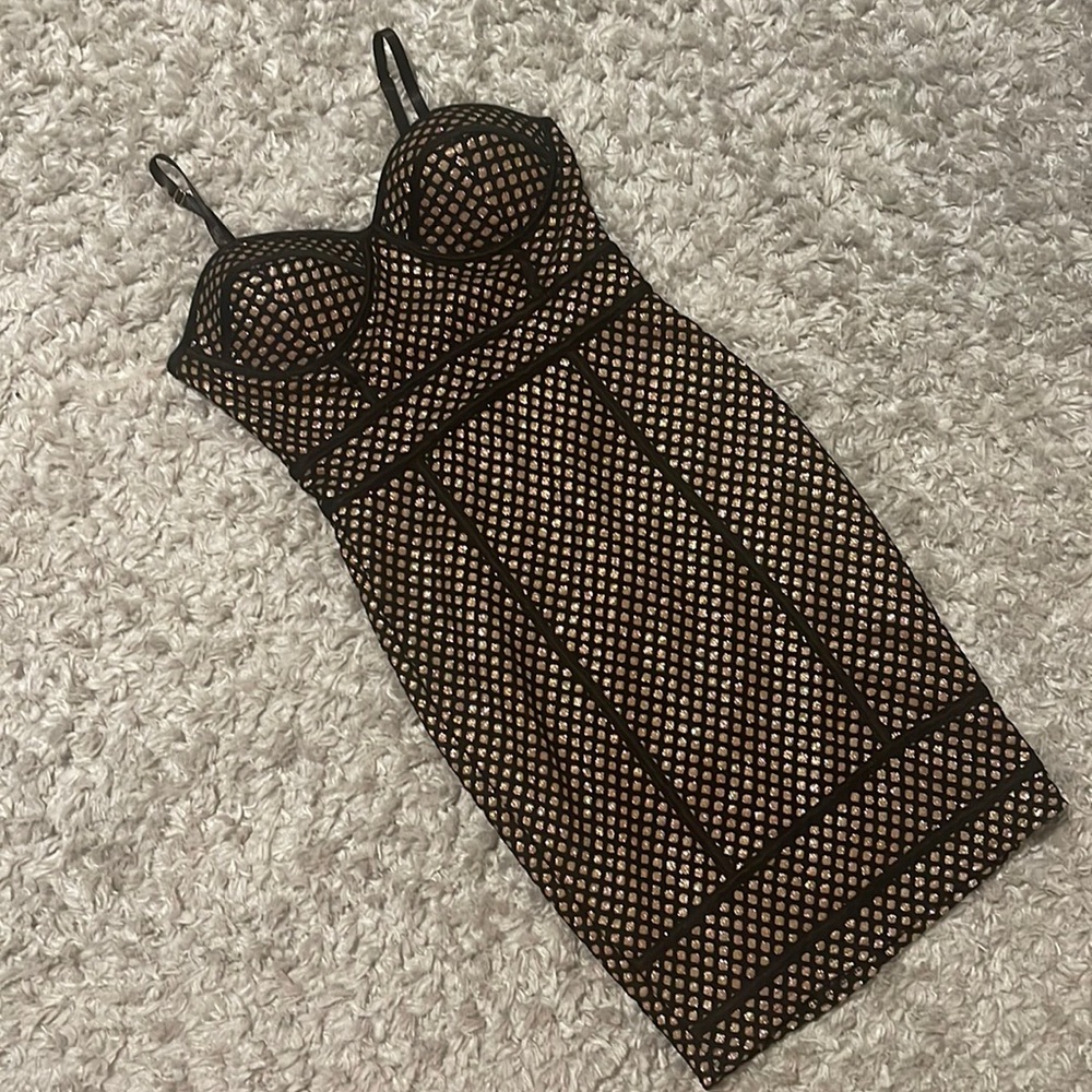 Black and Gold Mini Dress